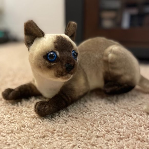 Realistic Siamese Cat Stuffed Plush Animal NWT - Picture 5 of 6